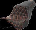 Saddlemen Step-Up Seat - Front Lattice Stitch - Orange Stitch Seat Ste