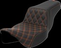 Saddlemen Step-Up Seat - Front Lattice Stitch - Orange Stitch - Extend