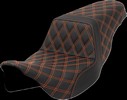 Saddlemen Step-Up Seat - Lattice Stitch - Orange Stitch Seat Step Up L