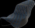 Saddlemen Step-Up Seat - Lattice Stitch - Blue Stitch - Extended Reach