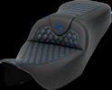 Saddlemen Roadsofa? Seat - Honeycomb - Blue Stitch - Without Backres