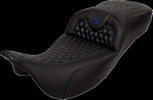 Saddlemen Roadsofa? Seat - Honeycomb - Blue Stitch - Without Backres