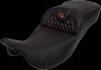 Saddlemen Roadsofa? Seat - Honeycomb - Orange Stitch - Without Backr