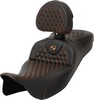 Saddlemen Roadsofa? Seat - Honeycomb - Orange Stitch - With Backrest