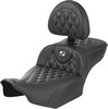 Saddlemen Roadsofa? Seat - With Backrest - Carbon Fiber - White Stit
