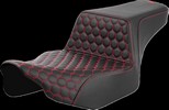 Saddlemen Step-Up Seat - Extendeded Reach - Front Honeycomb - Red Stit