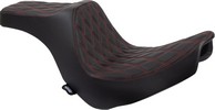 Drag Specialties Predator Iii Seat - Double Diamond - Black W/ Red Sti