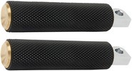 Arlen Ness Footpegs Knurled Fusion Black Brass Endcap Pegs Knurled Bra