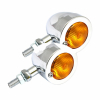 Bullet turn signals, flat lens. Chrome Universal Amber lens. Includes