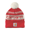 Carhartt Pom-Pom Logo Beanie Red Winter White One Size Fits Most
