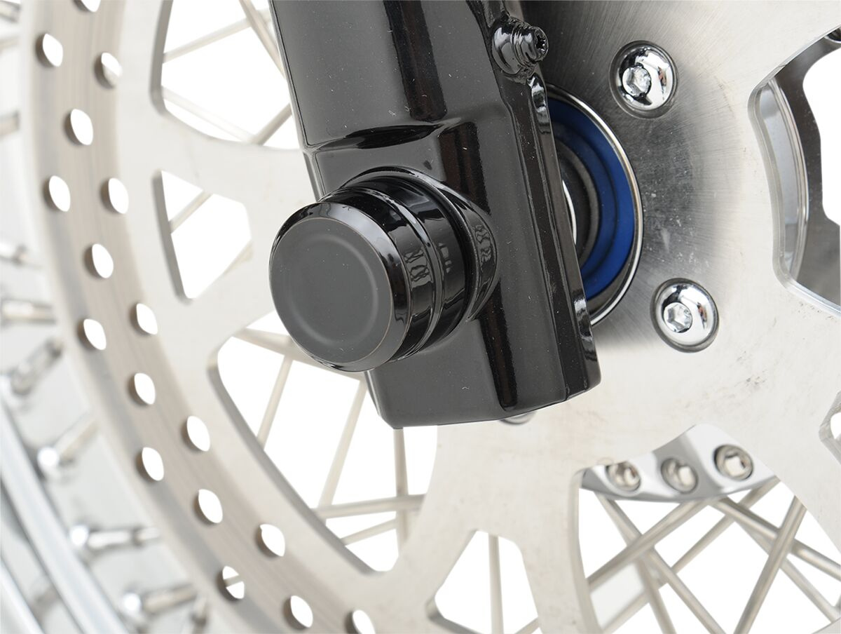 Drag Specialties Billet Cap Axle Black Front Cap Axle Front 08-18Xl Bk