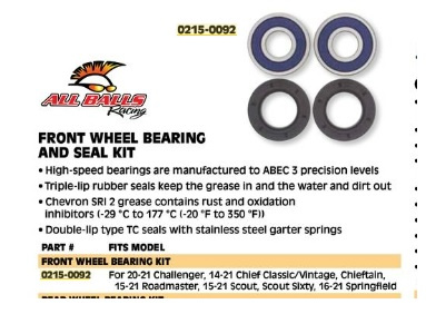 All Balls Wheel Bearing & Seal Kit Front/Rear Honda/Kawasaki/Victory B