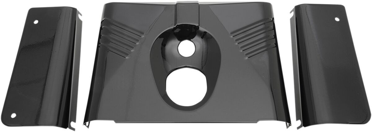 Drag Specialties Fork Tins Ribbed 3 Pc Gloss Black Fork Tins Flst Rib