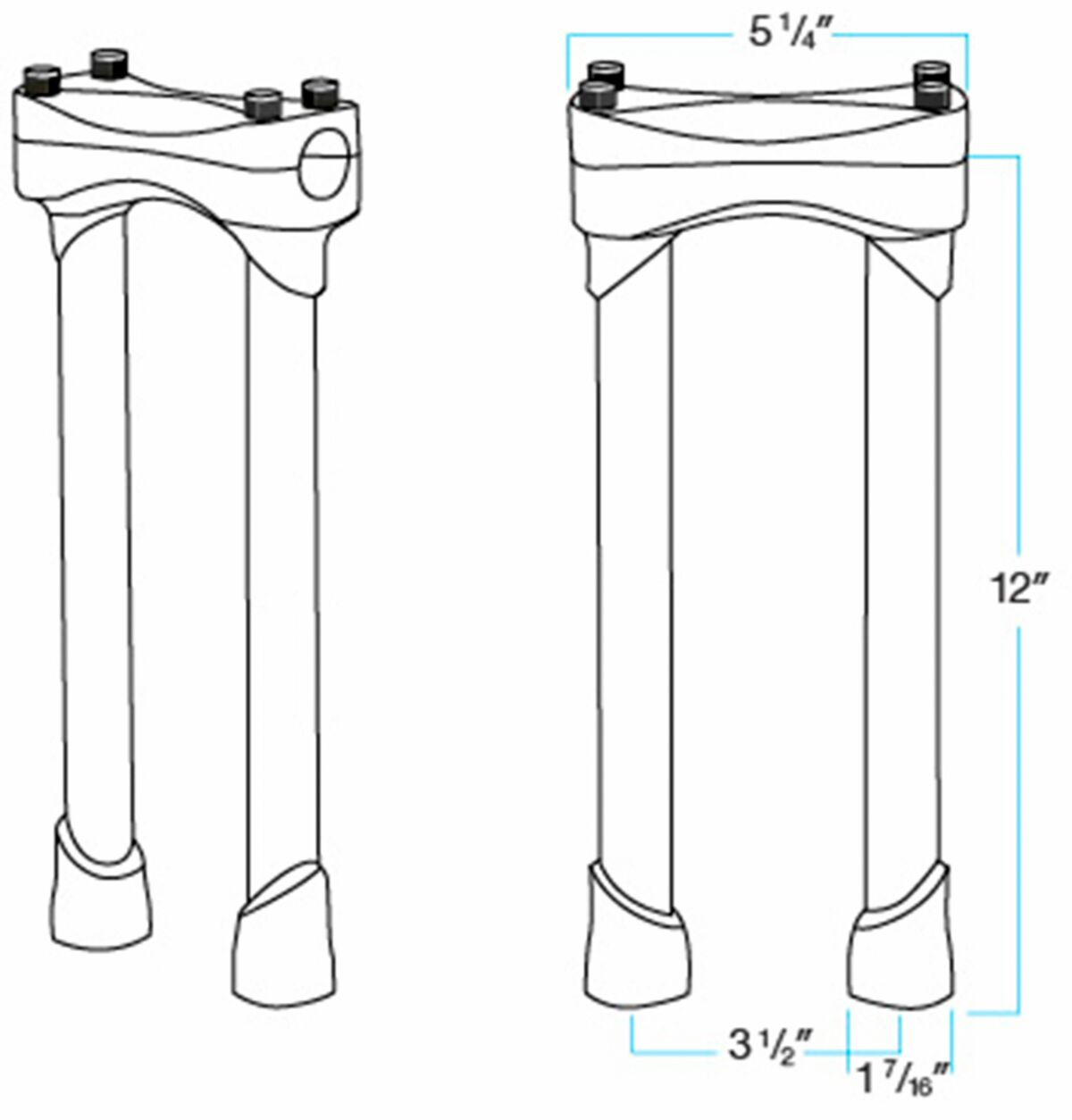 Biltwell 30,5 Cm Murdock Steel Riser Satin Black Risers Murdock 12 Blk