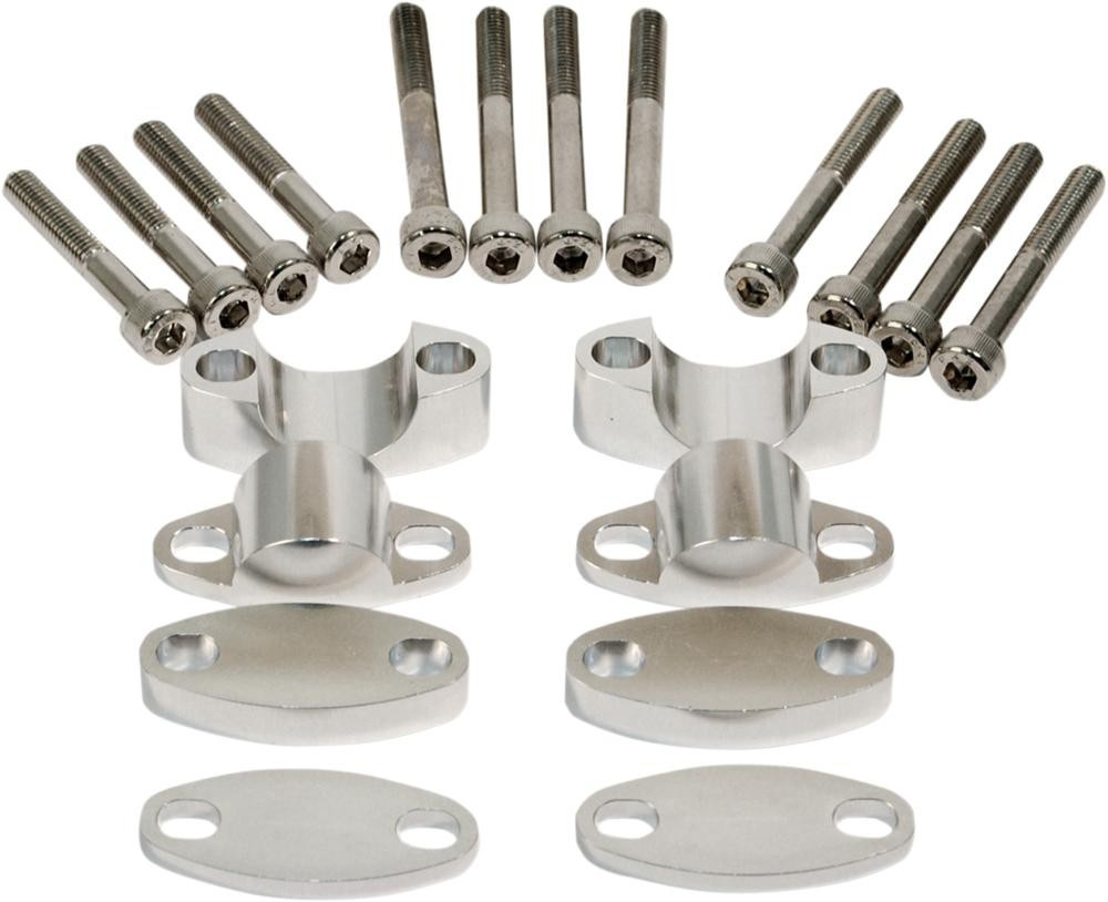 Emgo Handlebar Riser Kit Silver 28Mm Riser Kit Handlebar 1 1/8Alum