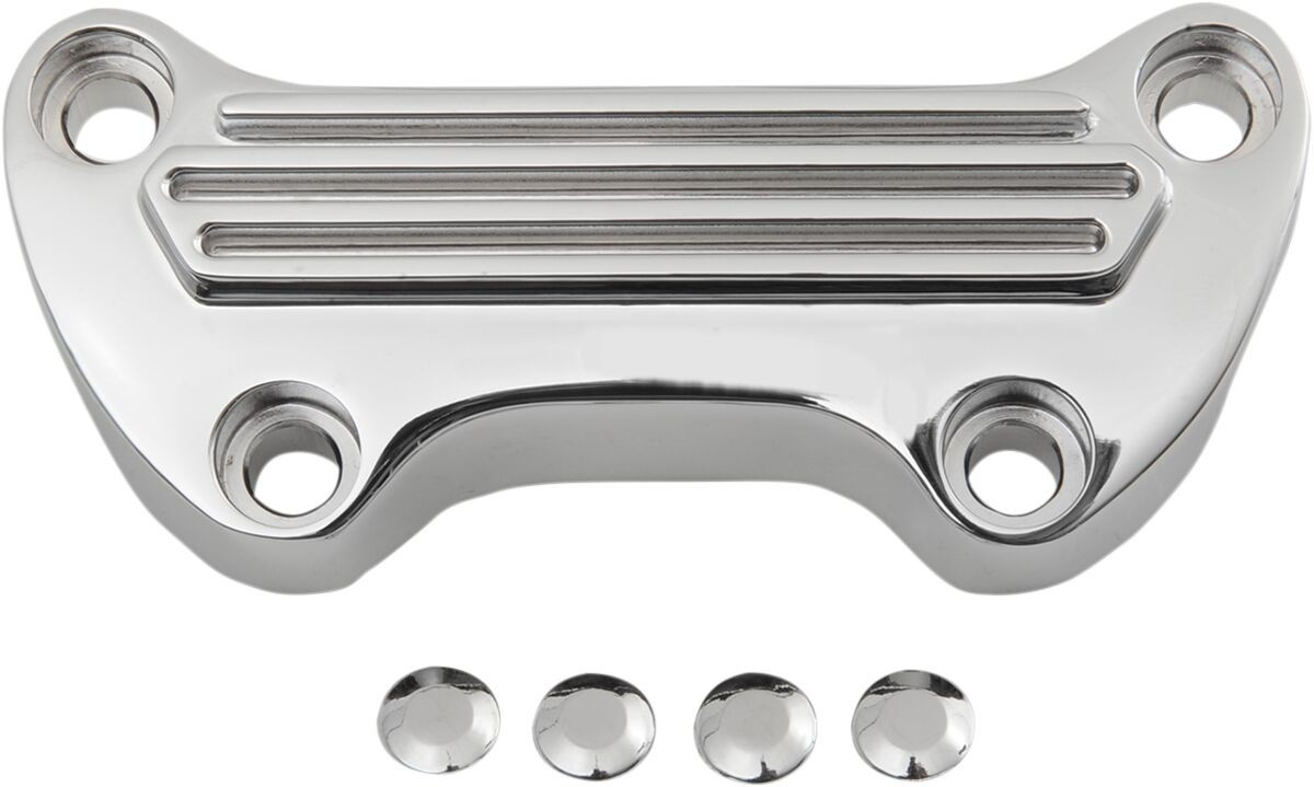 Drag Specialties Handlebar Top Clamp Finned Chrome Finned H/Bar Clamp