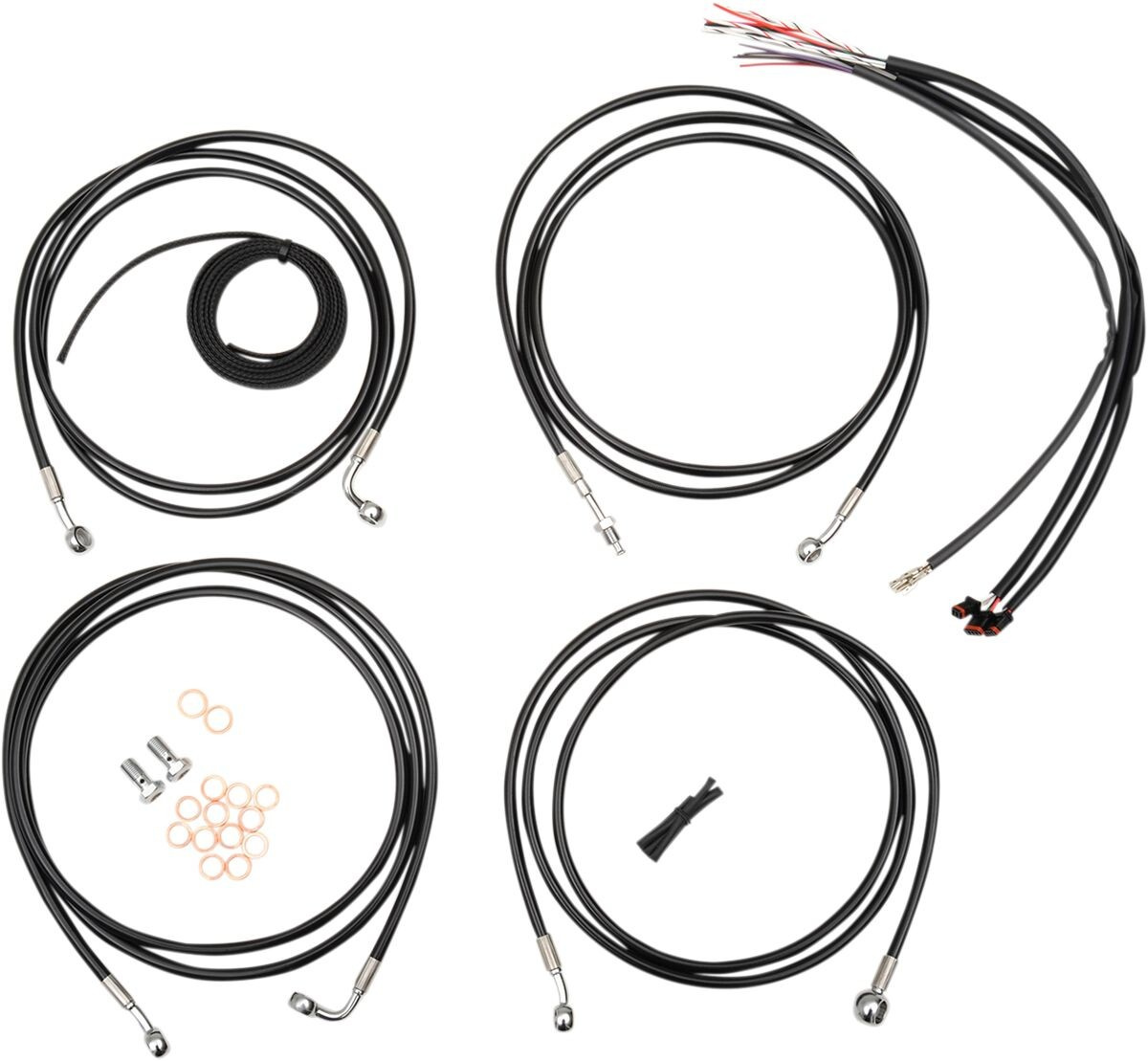 La Choppers Cable And Brake Line Kit Black Vinyl For 15