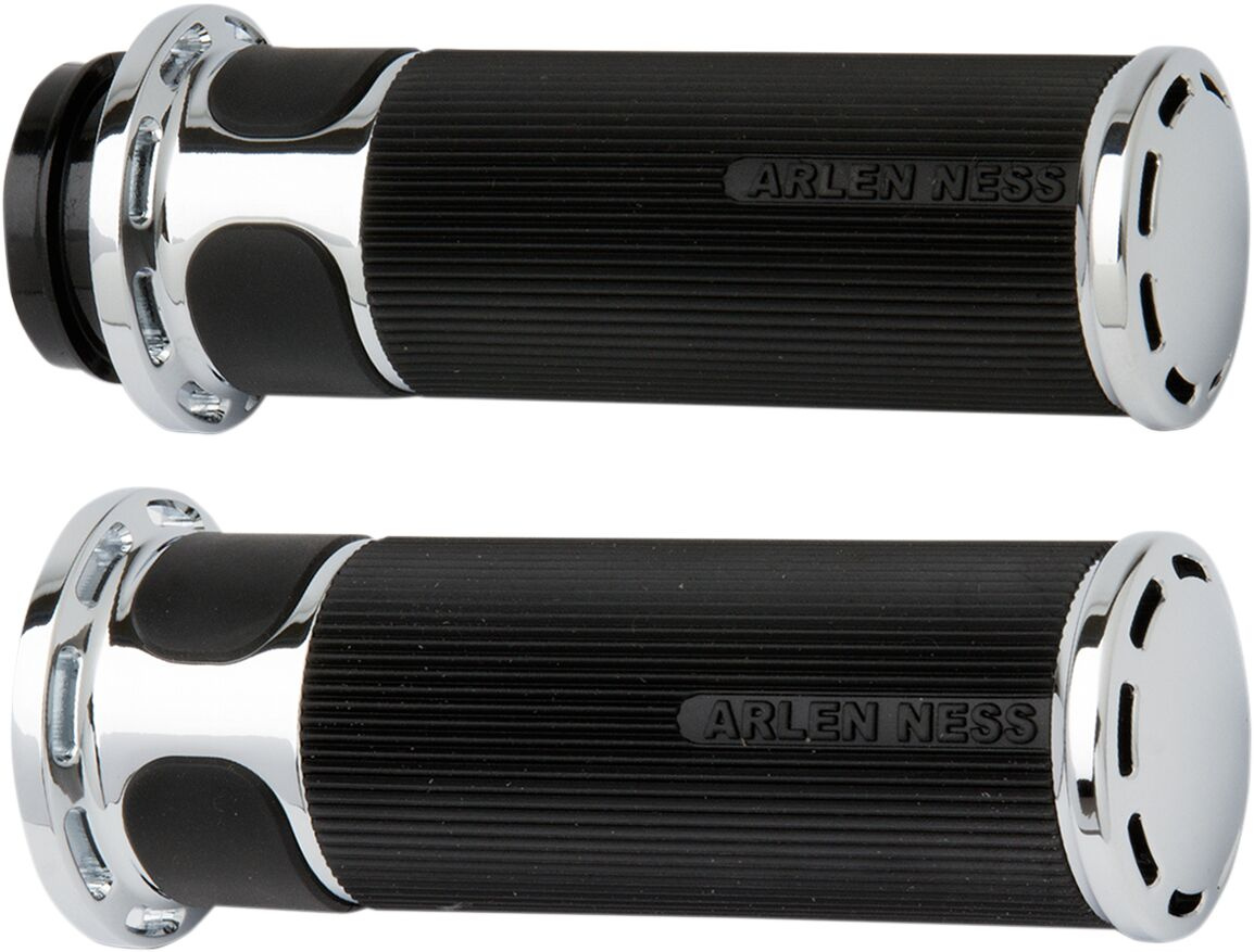Arlen Ness Grips Slot Track Fusion Throttle By Cable Chrome Grips - Sl