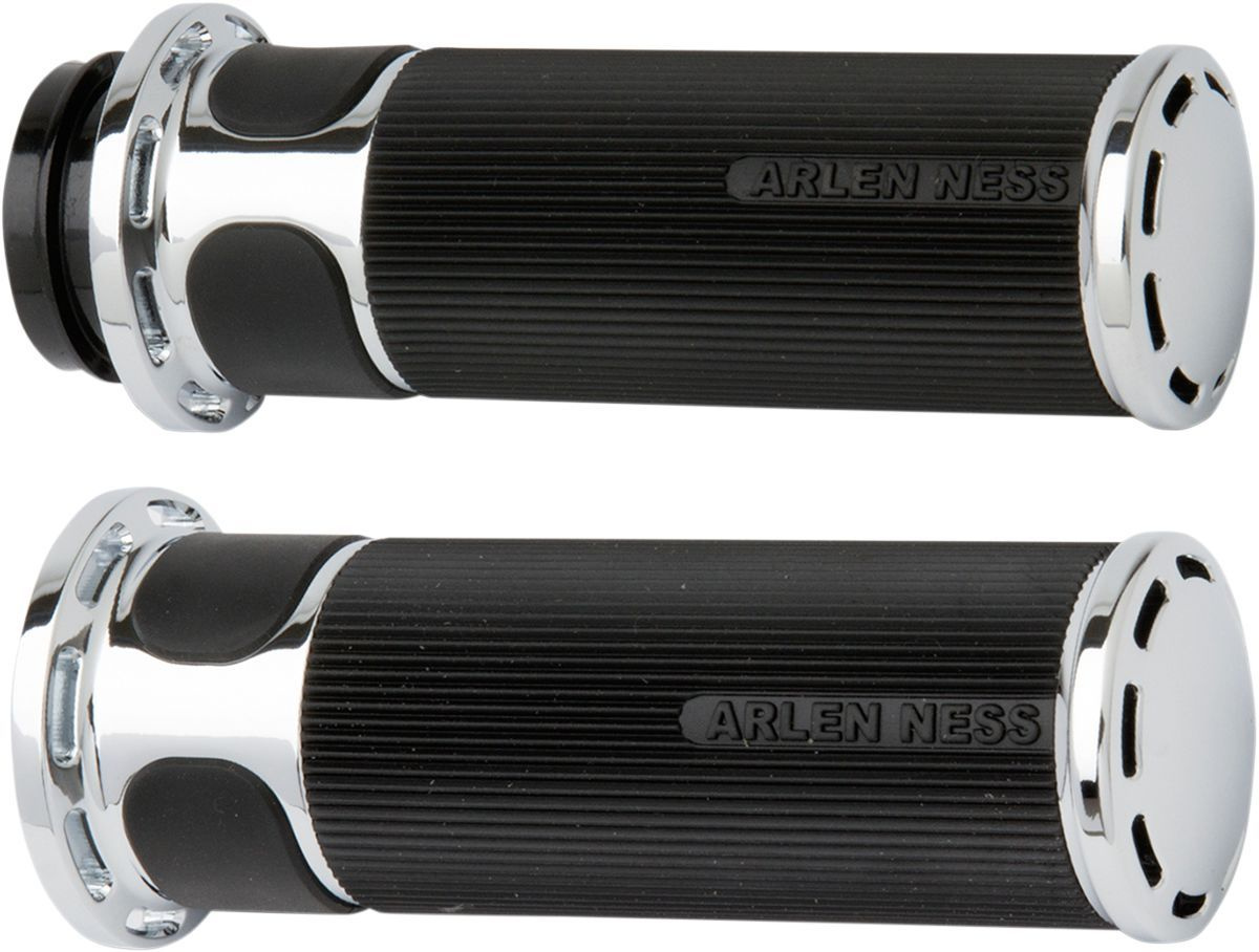 Arlen Ness Grips Slot Track Fusion Throttle By Wire Chrome Grips - Slo