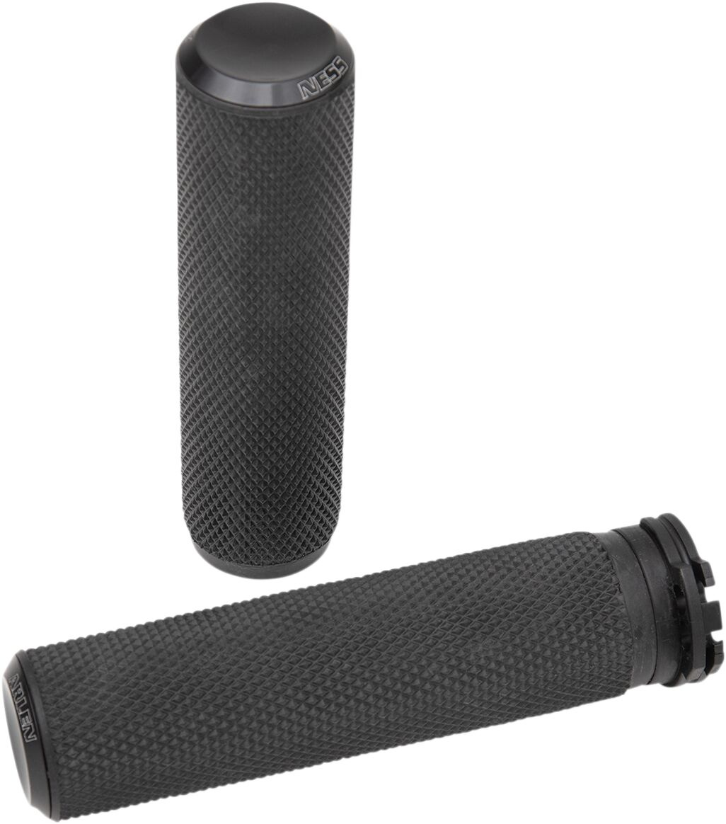 Arlen Ness Grips Knurled Fusion Throttle By Cable Black Grips - Knurle
