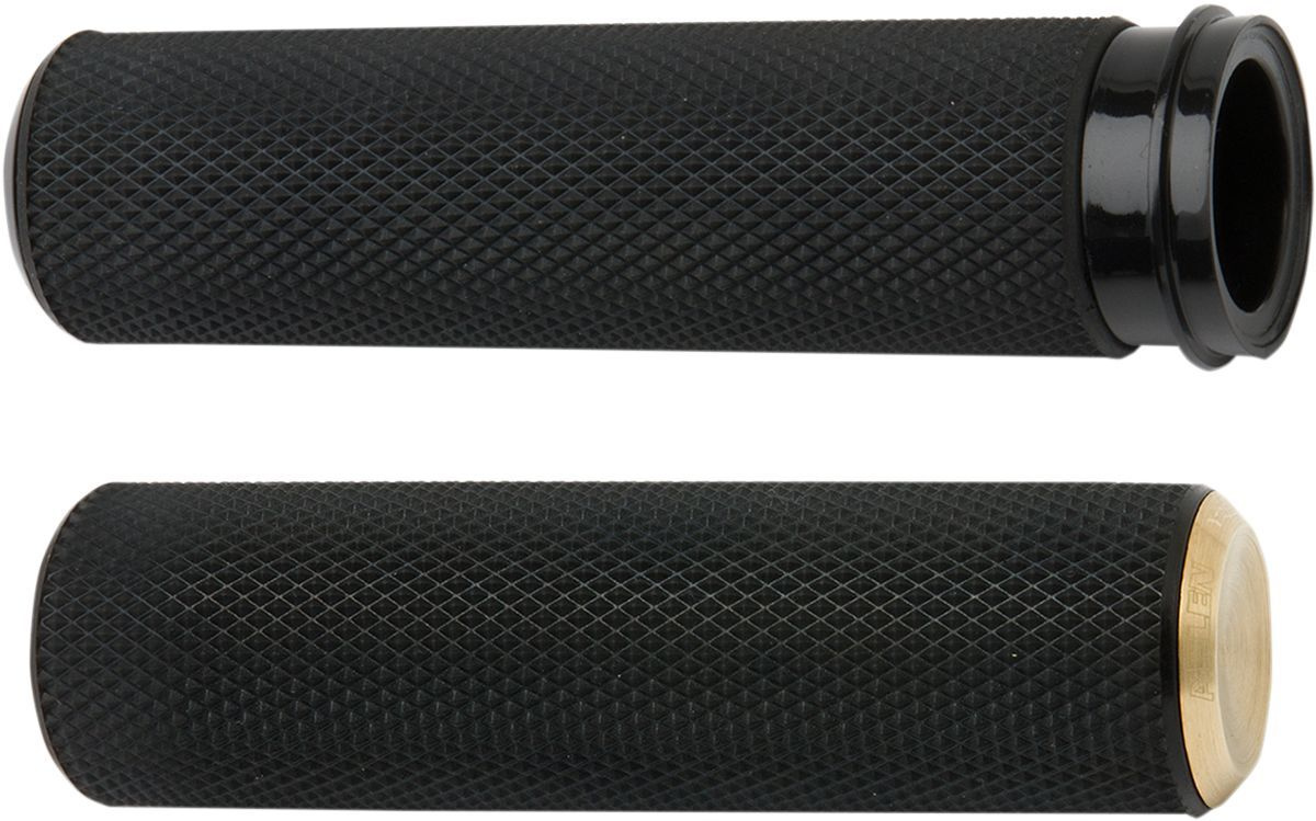 Arlen Ness Grips Fusion Knurled Throttle By Wire Black Brass Endcap Gr