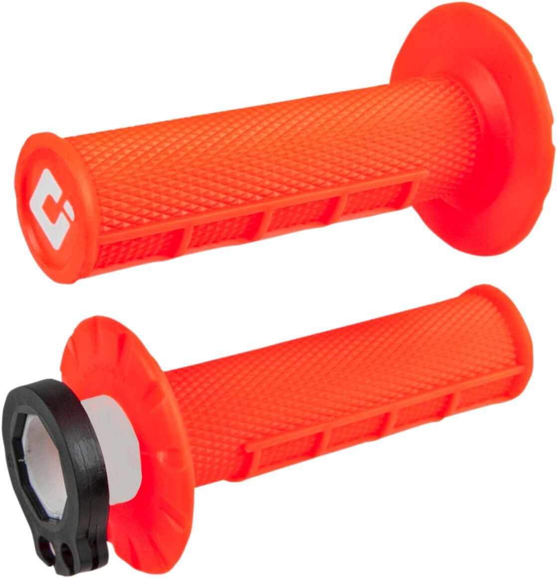 Odi Mx V2 Lock-On Half-Waffle Grip Flo Orange Grip 1/2 Waffle Mx Fl Or