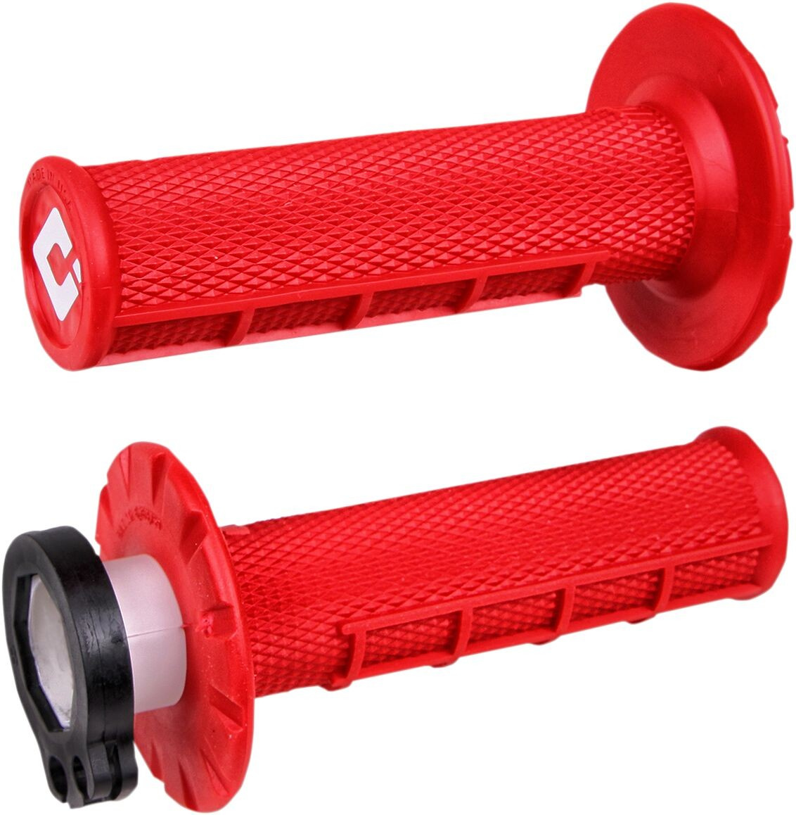 Odi Mx V2 Lock-On Half-Waffle Grip Red Grip 1/2 Waffle Mx Red
