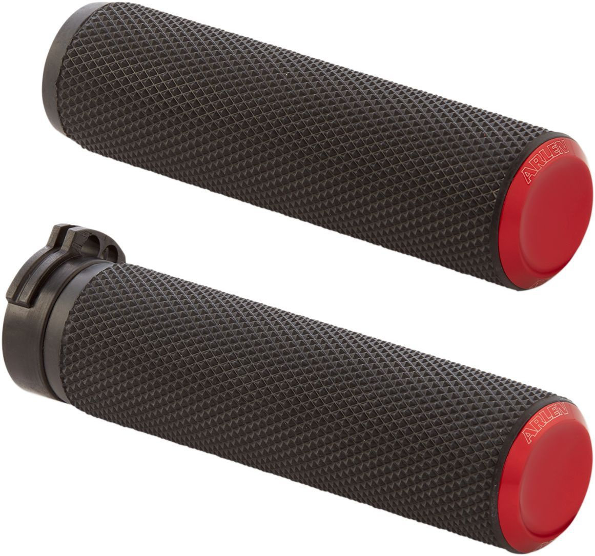Arlen Ness  Grips - Knurled - Cable - Red