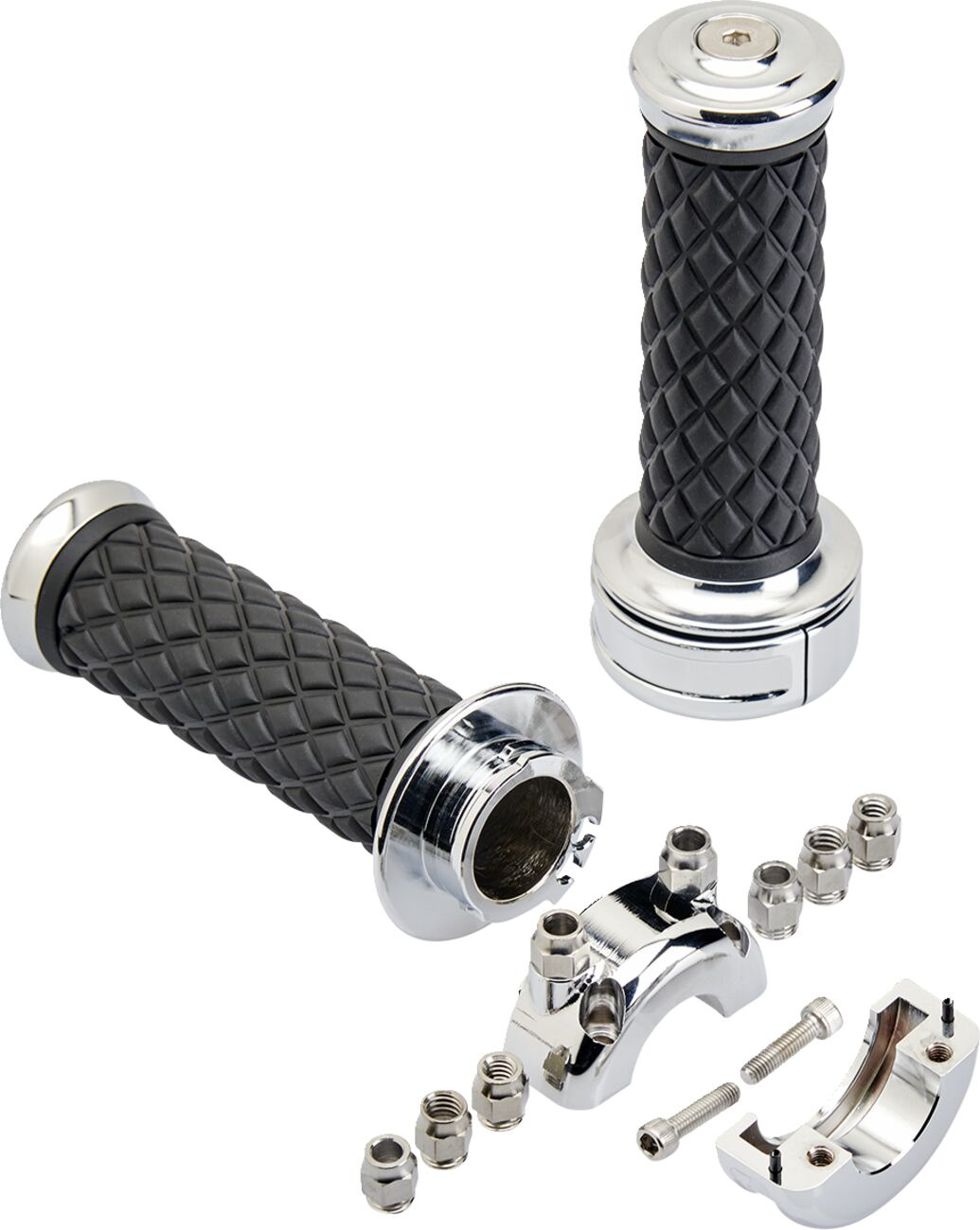 Biltwell Grips - Alumicore - Cstem - Chrome Grips Alumicore Cstm Chr