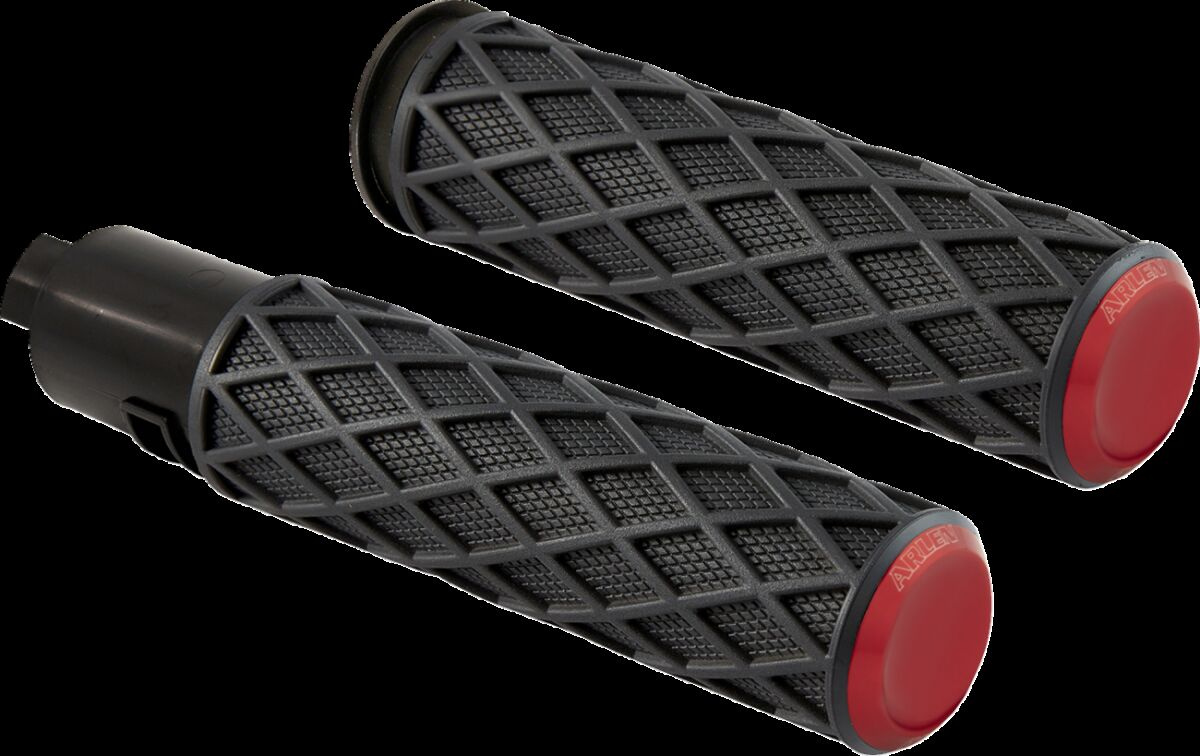 Arlen Ness Grips - Diamond - Tbw - Red Grips - Diamond - Flhx/Fltr 23