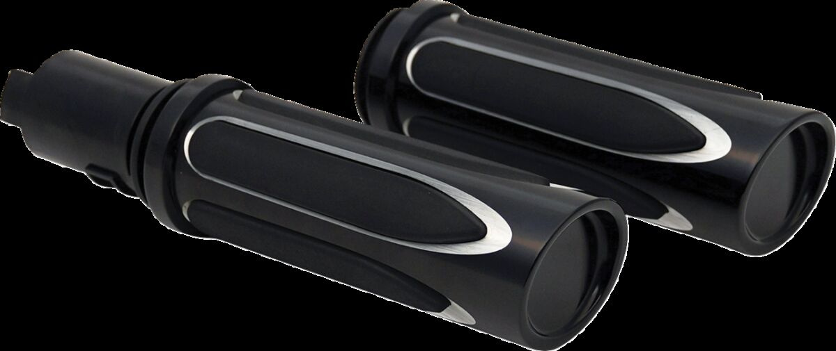 Arlen Ness Grips - Comfort - Deep Cut - Tbw - Black Grips - Deep Cut C