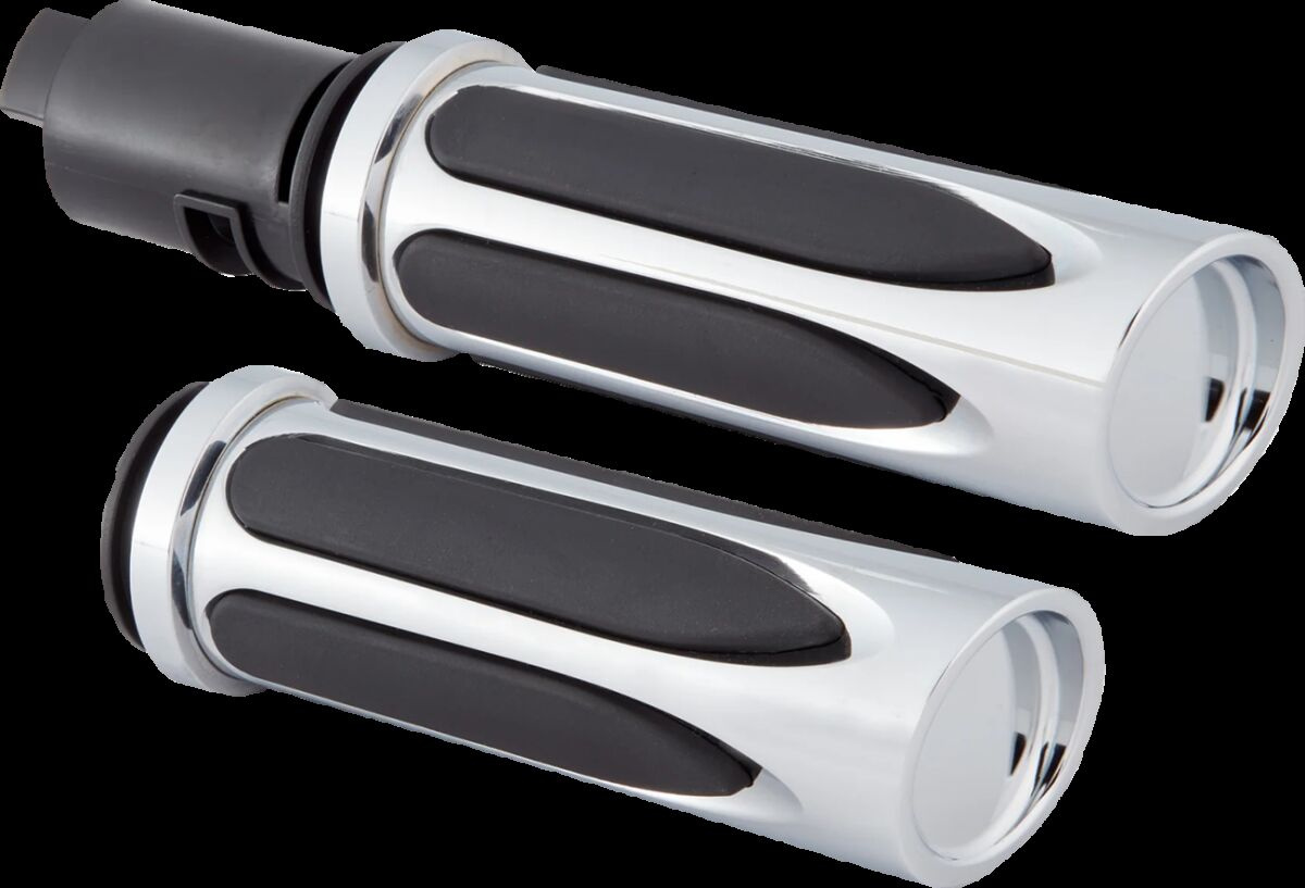 Arlen Ness Grips - Comfort - Deep Cut - Tbw - Chrome Grips - Deep Cut