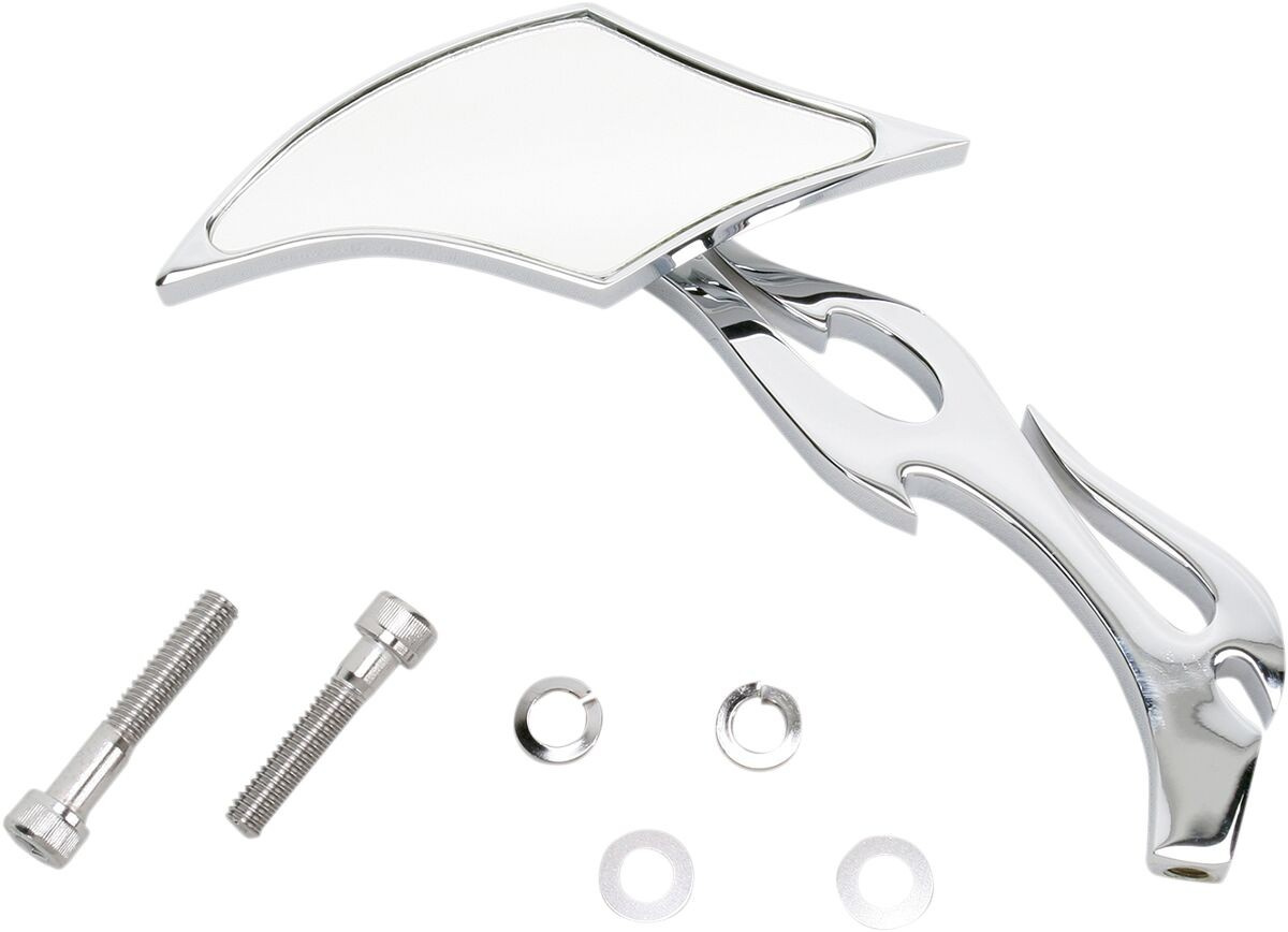 Drag Specialties Mirror Gothic/Flame Left Chrome Mirror Goth/Flame Lef