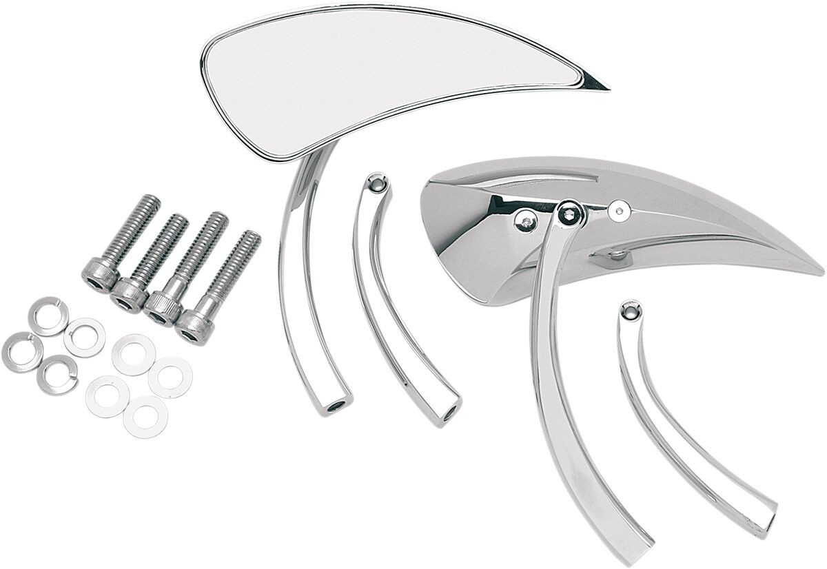 Drag Specialties Mirror Kit Teardrop W/ 2 Stems Chrome Mirror Teardrop
