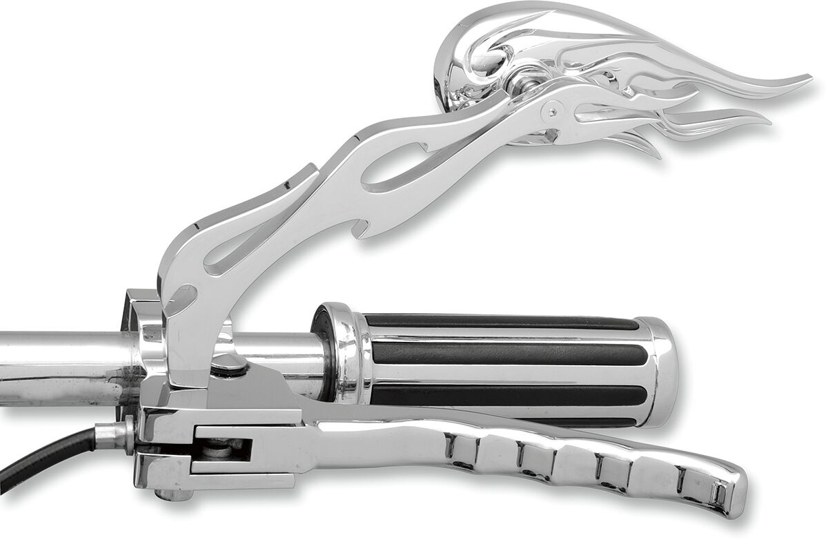 Drag Specialties Mirror Flame W/ Flame Stem Chrome Mirror 3D Flame/Fla