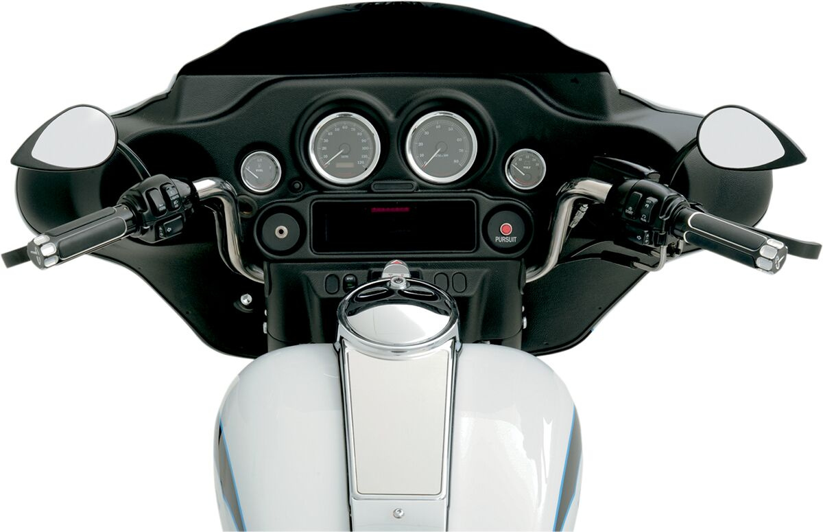 Drag Specialties Mirror Teardrop W/ Short Stem Black Mirror T-Drop Blk