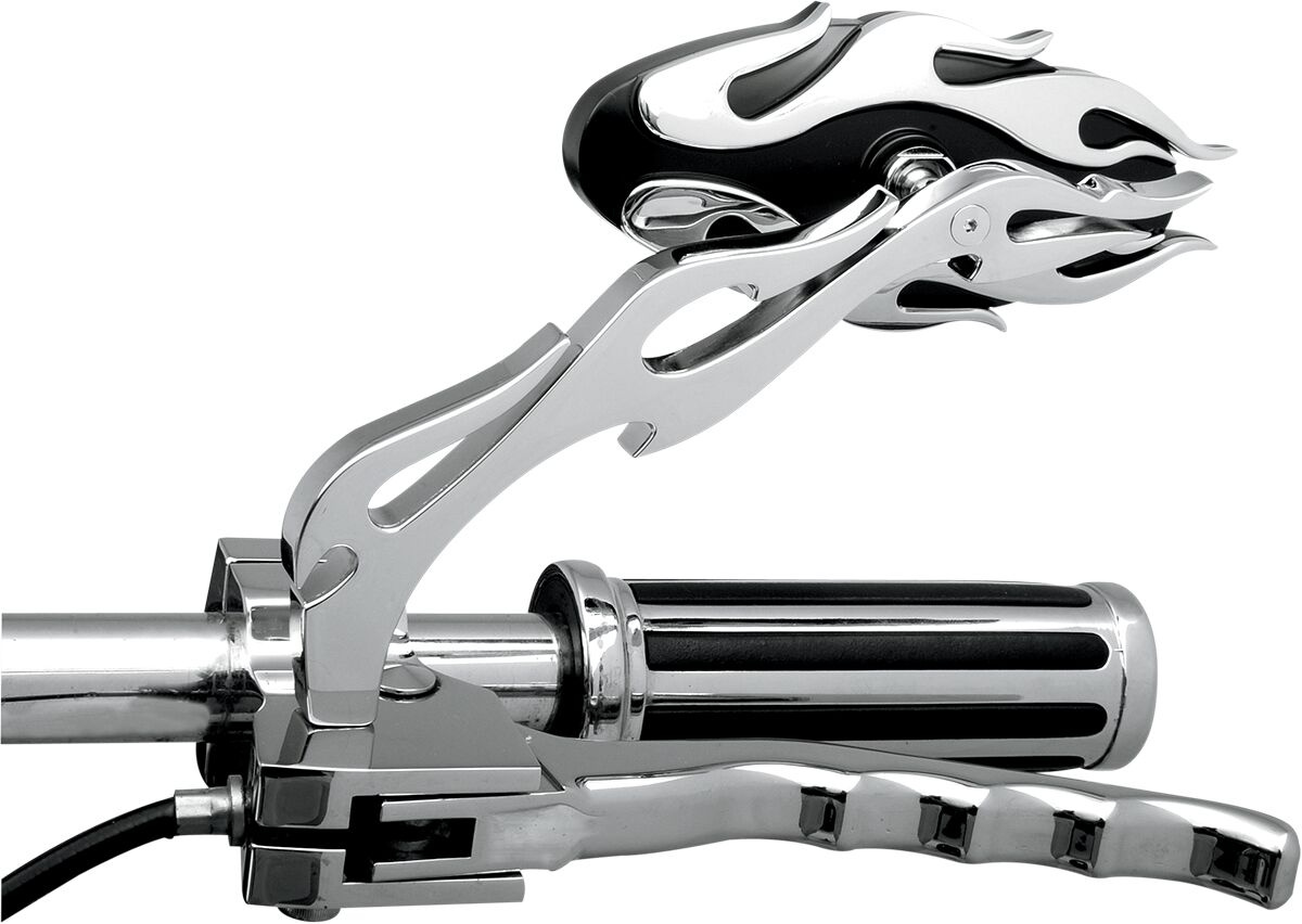 Drag Specialties Mirror Kit Flame Oval W/ Flame Stems Chrome/Black Mir
