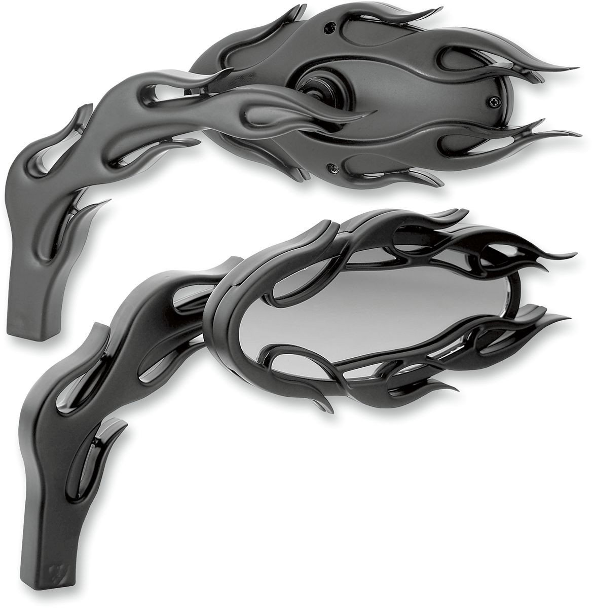 Arlen Ness Mirror Flamed Micro Black Left Mirror Alt Flmd L Blk