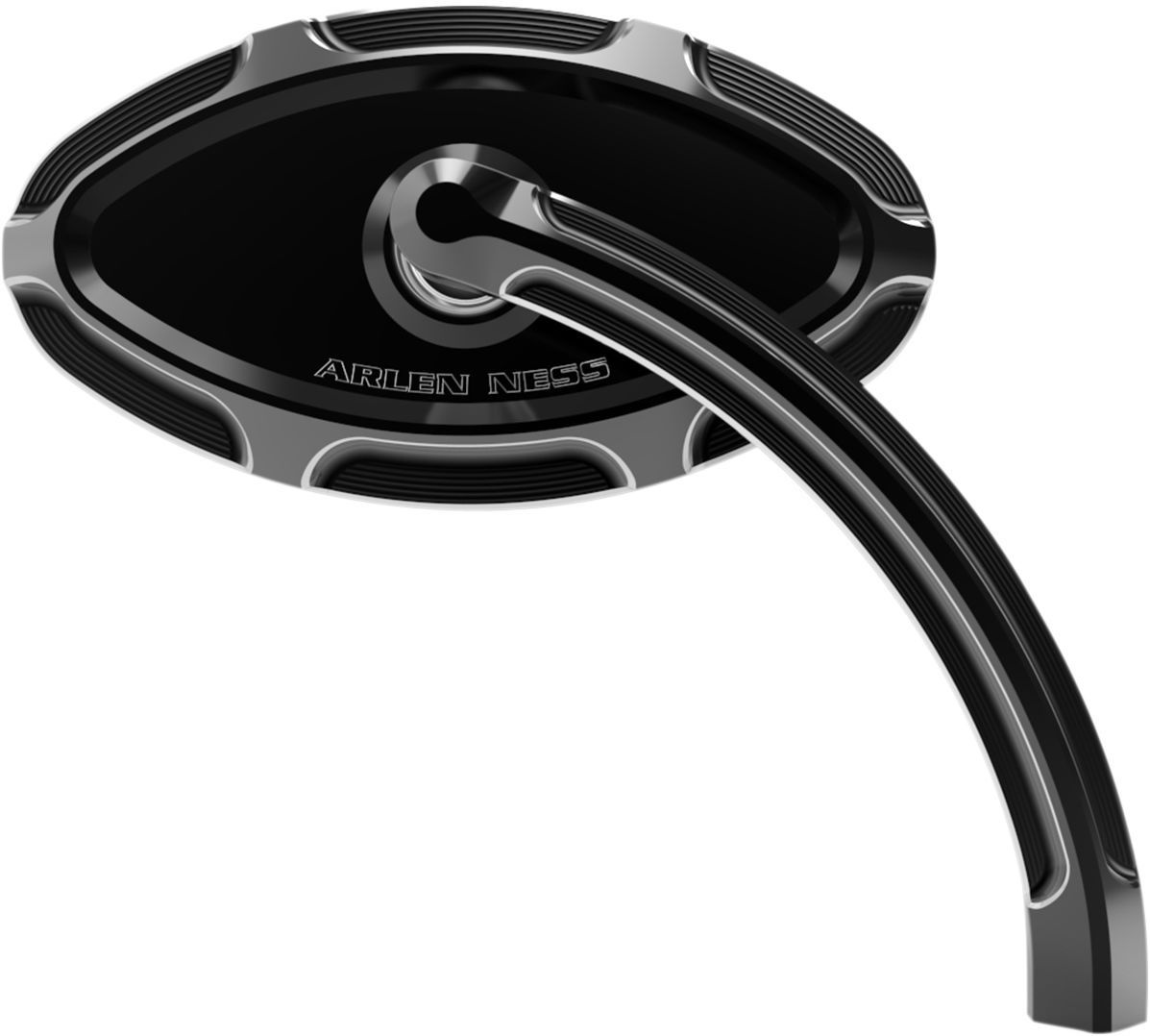 Arlen Ness Mirror Cat Eye Beveled Short Stem Right Black Mirror - Beve