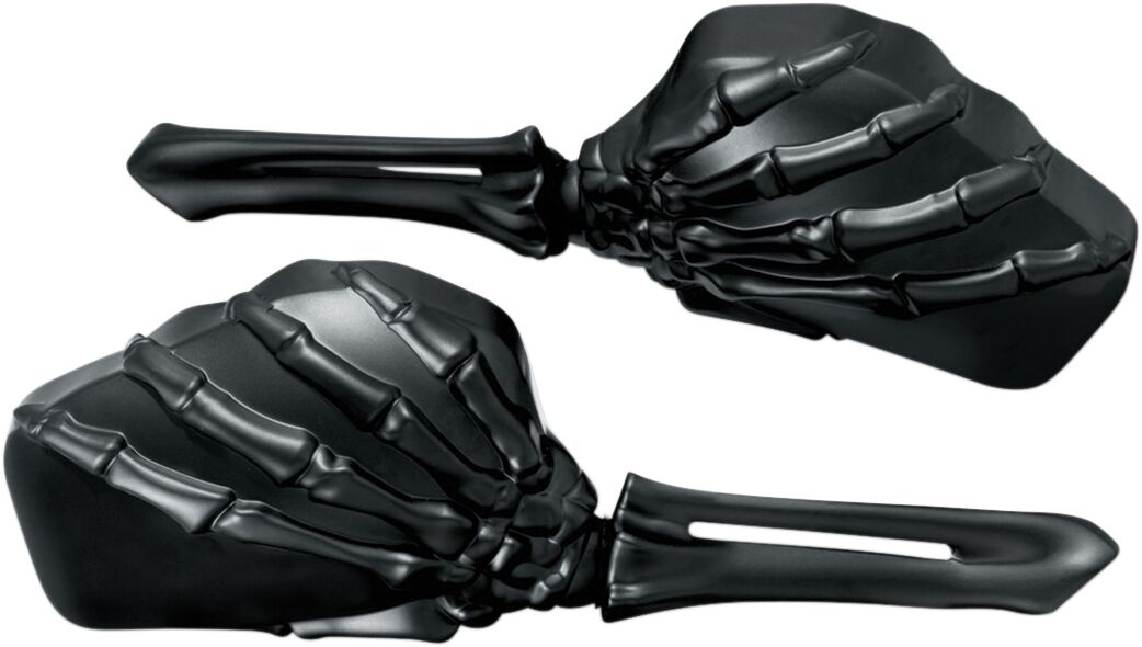 Kuryakyn Skeleton Hand Mirrors With Black Stems And Black Heads Mirror
