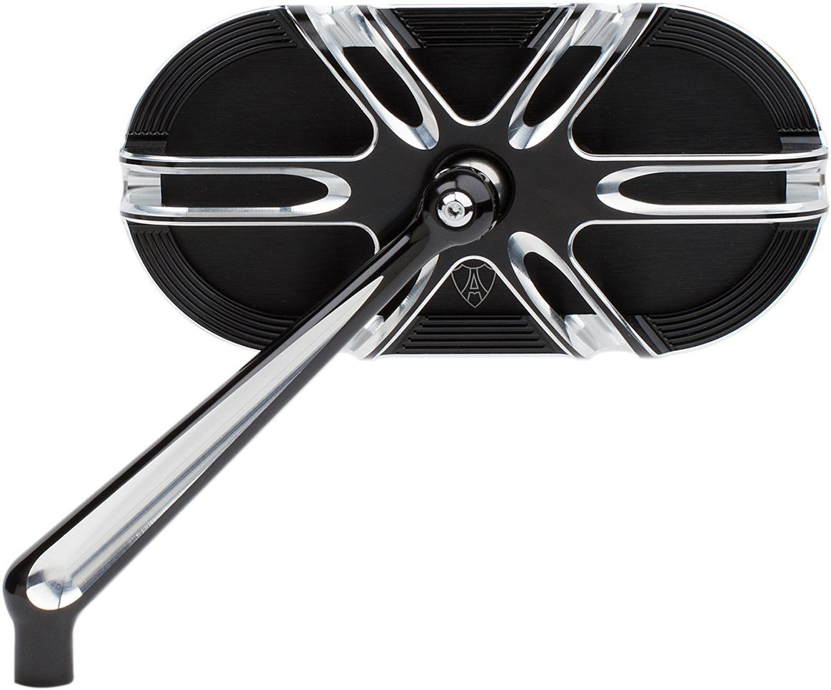 Arlen Ness Mirror Caged Deep Cut Left Black Mirror - Deep Cut Forged -