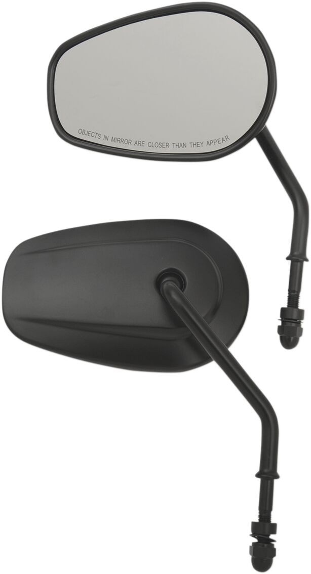Drag Specialties Mirrors Short Stem Oe-Style Teasr Drop Black Mirrors