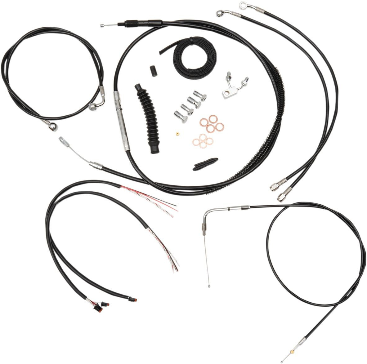 La Choppers Complete Cable Kit For 15-17 Ape Hangers Black Vinyl/Stain