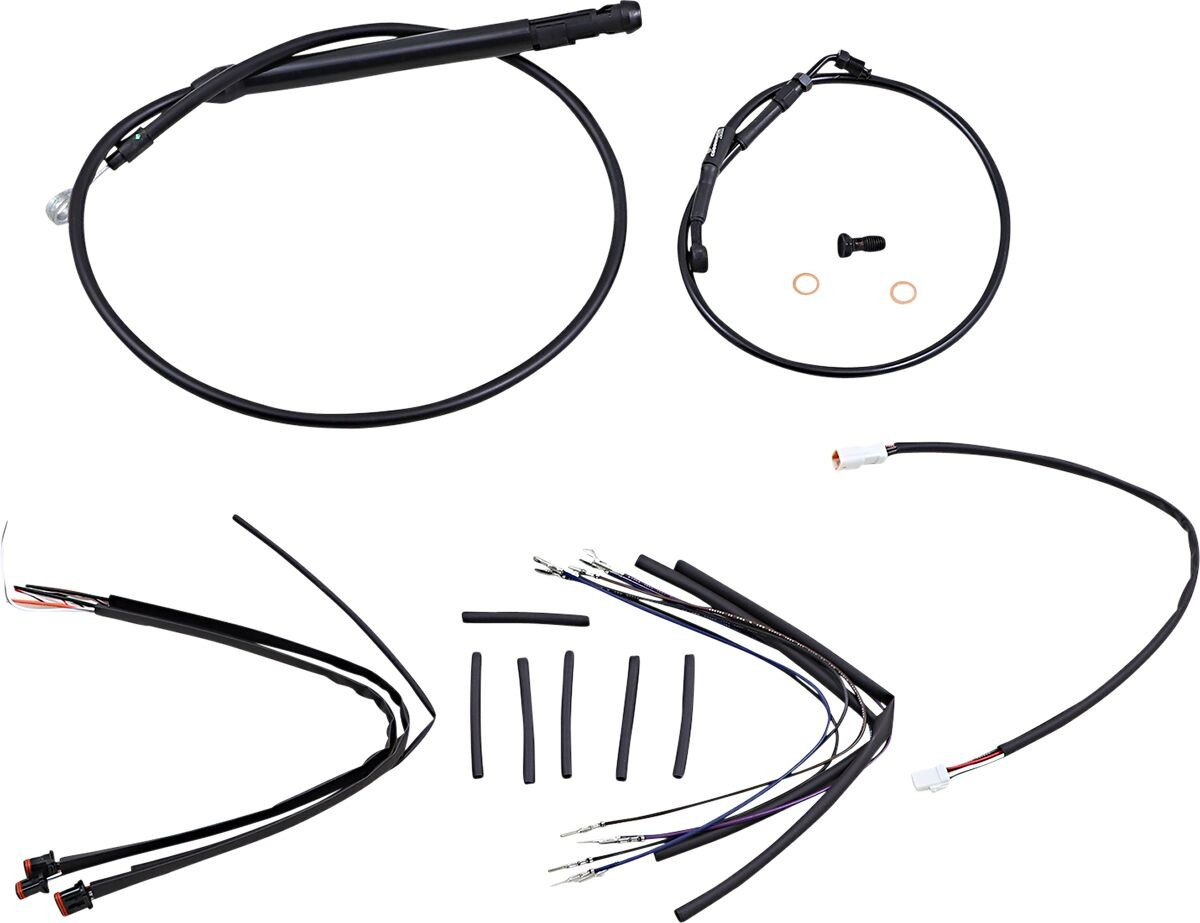 Burly Brand Complete Black Vinyl Handlebar Cable/Brake Line Kit For 12