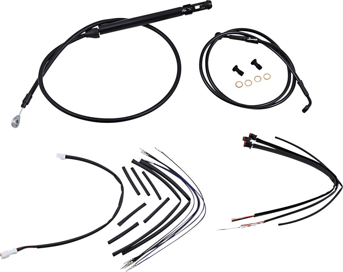 Burly Brand Complete Black Vinyl Handlebar Cable/Brake Line Kit For 16