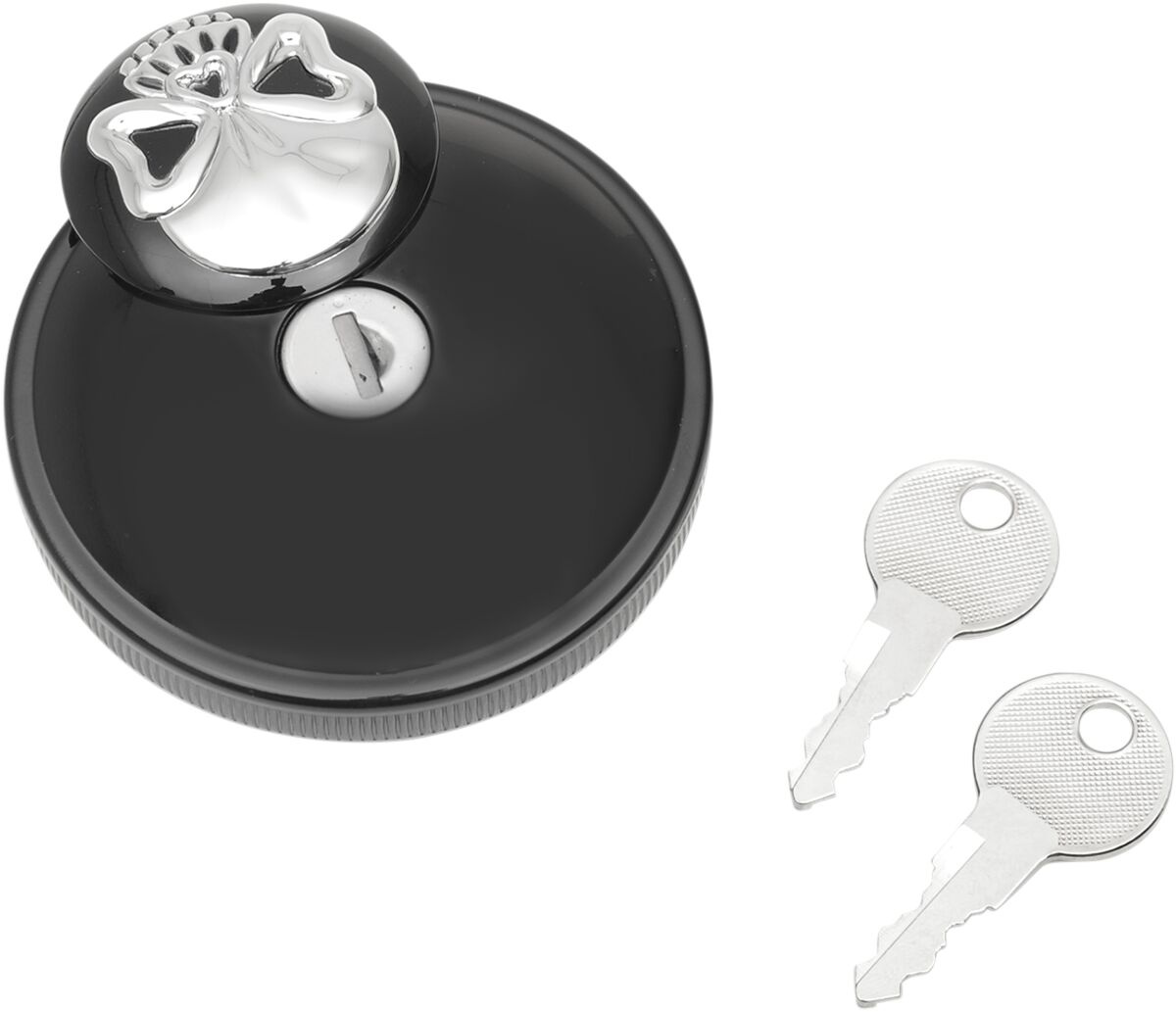 Drag Specialties Gas Cap Screw-In Locking Skull Vented Black Cap Vnt W