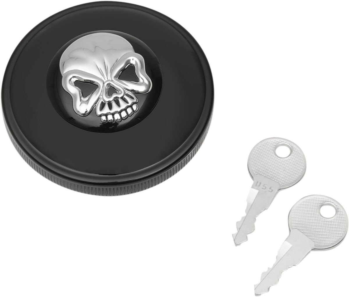Drag Specialties Gas Cap Screw-In Locking Skull Non-Vented Black Cap N