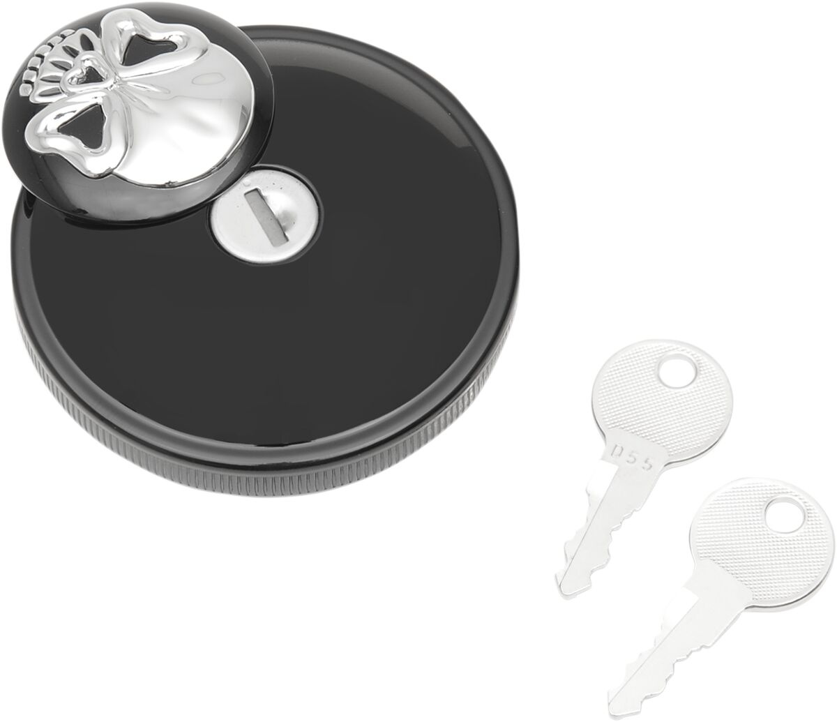 Drag Specialties Gas Cap Screw-In Locking Skull Non-Vented Black Cap N