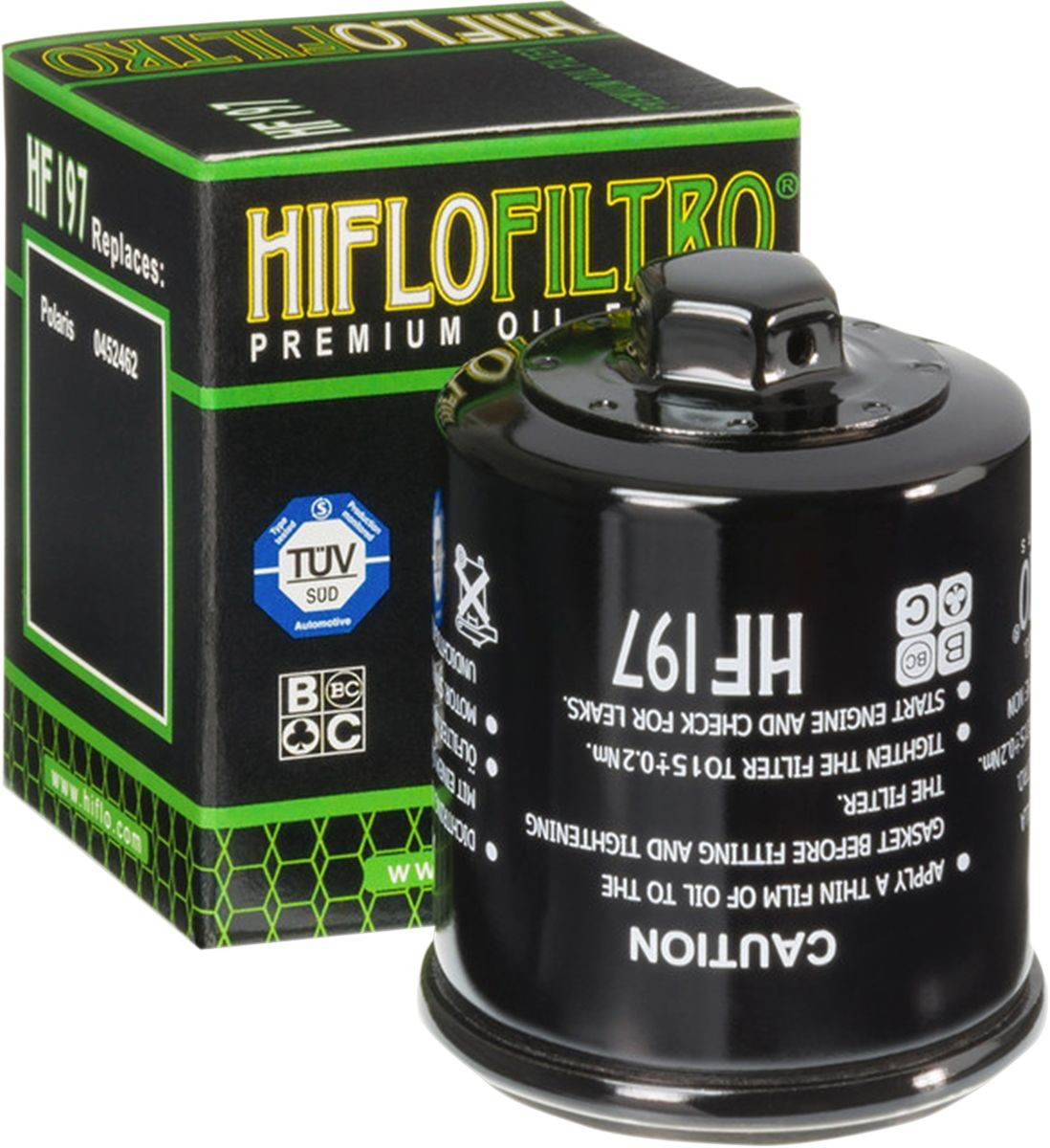Hiflofiltro Oil Filter Spin-On With Nut Paper Glossy Black Filter Oil