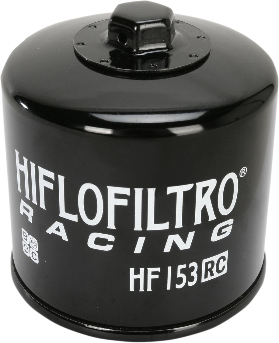 Hiflofiltro Oil Filter Spin-On Racing With Nut Paper Glossy Black Oil
